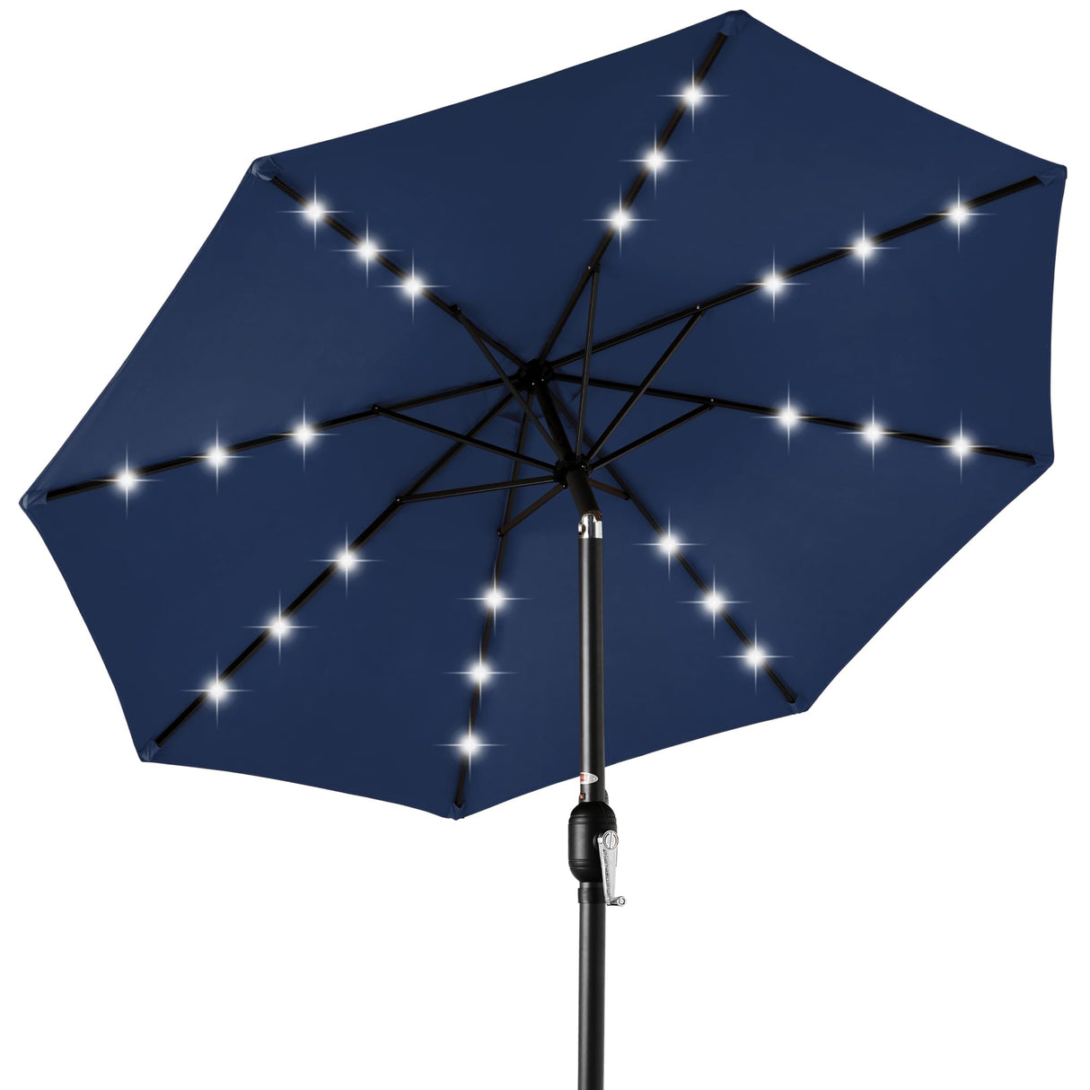 Best Choice Products 10ft Solar Polyester LED Lighted Patio Umbrella w/Tilt Adjustment and UV-Resistant Fabric - Navy Blue Best Choice Products