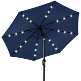 Best Choice Products 10ft Solar Polyester LED Lighted Patio Umbrella w/Tilt Adjustment and UV-Resistant Fabric - Navy Blue Best Choice Products
