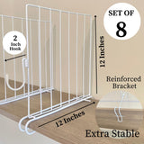 Evelots Shelf Dividers for Wood Shelf with New Patent Pending Removable Hooks, 8 Pack Closet Organizers and Storage for Clothes, Purse, Pantry - Solid Steel-12 Inch Shelf -Reinforced Wide Bottom Evelots