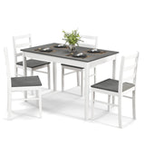 GOFLAME 5 Piece Dining Table Set for 4, Farmhouse Kitchen Table and 4 Chairs with Rubber Wood Legs, Space-Saving Wooden Dinette Set for Small Space, Dining Room, Breakfast Nook, Grey+White GOFLAME