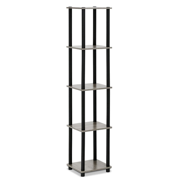 FURINNO Turn-N-Tube 5-Tier Corner Square Rack Display Shelf, Round, Fr ...