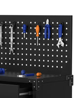 GarveeHome Rolling Tool Cabinet, Heavy Duty Steel Garage Storage Cabinet with 2 Drawers, Pegboard & 4 Wheels, Lockable Tool Cart Workbench for Workshop, Warehouse GarveeHome