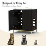 Convend Stylish Cat Litter Box Enclosure, Modern Hidden Litter Box Furniture with Tall Legs, Side Entrance, and Dual Use as End Table for Living Room or Bedroom (Black & Gold) Naisee