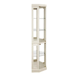 Corner Glass Cabinet – Lighted Curio Display Case with Adjustable Shelves, Mirrored Back & LED Light, Corner Storage Cabinet for Living Room, Antique Collection, Wine or Bar Glassware (Antique White) Chilassic