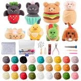 DIY Needle Felting Kit w Case- Animal Foodie Friends- Make 8 Adorable Designs- Starter Kit Includes Mat, Wool Felt Tools, Needles, Instructions- Homemade Arts & Crafts Gift, Kids & Teen Party Activity Idiy