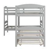 Bellemave L-Shaped Quad Bunk Bed with Trundle, Twin Over Twin, Gray, 4 Beds Bellemave