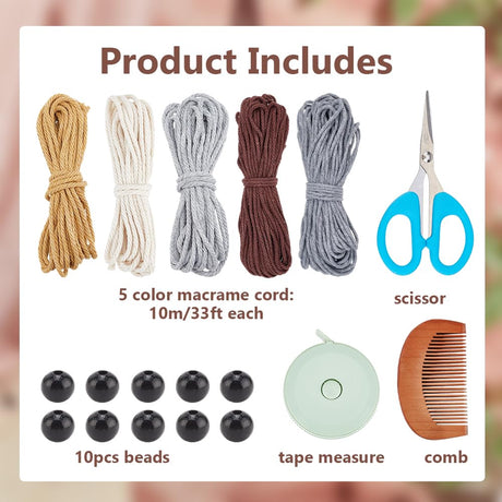 ACRNIGHEET 5PCS Macrame Owl Wall Hanging Kit for Adults Beginners, Boho DIY Macrame Starter Kit with Video Instructions, Home Decor Craft Kit ACRNIGHEET