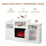 VINGLI Electric Fireplace with Mantel, Fireplace TV Stand for TVs Up to 85'', Modern Entertainment Center with Storage, TV Console with Shelves for Living Room and Bedroom (White, 79'' x 16'' x 41'') VINGLI
