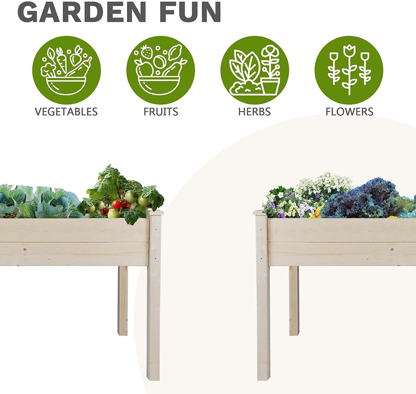 Oakcloud Pure Wooden Raised Garden Bed 4ft Planter Box Kit for Vegetables Herbs, Flowers Natural