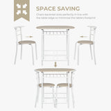 VINGLI 3 Piece Dining Set,Small Kitchen Table Set for 2,Breakfast Table Set,Kitchen Wooden Table and 2 Chairs for Small Space/Dining Room/Apartment,Metal Frame,Wine Rack,White&Light Oak VINGLI