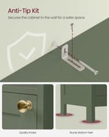 VASAGLE Tall Storage Cabinet with Lights, Slim Freestanding Cabinet with Adjustable Shelves, for Small Spaces, Bathroom, Living Room, Modern, 15.7 Inches Wide, Forest Green UBBC766C01 VASAGLE