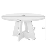 Tribesigns Round Dining Table Wood Kitchen Table for Dining Room, 47 in Dinning Room Tables for 4-6, Circle Dinner Table with Wooden Tabletop and Cross Base for Kitchen, White Tribesigns