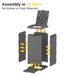 EAST OAK 38 Gallon Outdoor Trash Can | Waterproof Resin Garbage Can with Tiered Lid & Drip Tray | Outside Trash Bin for Patio | Kitchen, Backyard & Deck | Gray Color EAST OAK