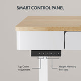 FLEXISPOT 55 x 24 Inch with Double Drawers Q5 Standing Desk, Electric Adjustable Height Stand Up Desk with 4 Preset Heights Whole Piece Wooden Desktop for Home, Office, Workstation, Maple FLEXISPOT