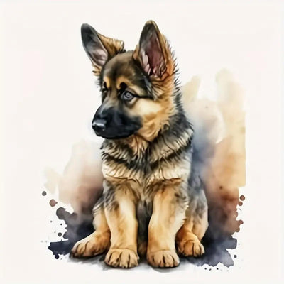 MOMDEDP German Shepherd Dog Diamond Art Painting Kits for Adults, Full Drill Wolf Dog Diamond Dots Paintings for Beginners, Round 5D Paint with Diamonds Pictures Gem Art Painting Kits 12x12inch