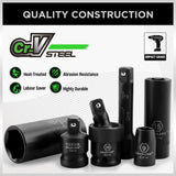 SWANLAKE 3/8" Drive Impact Socket Set, 50-Piece Standard SAE (5/16 to 3/4 inch) and Metric (8-22mm) Size, 6 Point, Cr-V, 3/8-Inch Ratchet Handle, Extension Bar, Universal Joint SWANLAKE GARDEN TOOLS