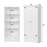 Furnihold 71" Tall Kitchen Pantry with Louver Doors, Wooden Food Pantry Storage Cabinet, Cupboard Buffet Cabinet for Kitchen Dining Living Room Furnihold