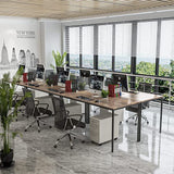 Bonzy Home Conference Tables 14ft Office Computer Desk for Meeting Room Study Writing Printer Table for 16 People Save Space Design Rustic Vintage Brown 6PCS (165.3"x47.2"x29.5") Bonzy Home