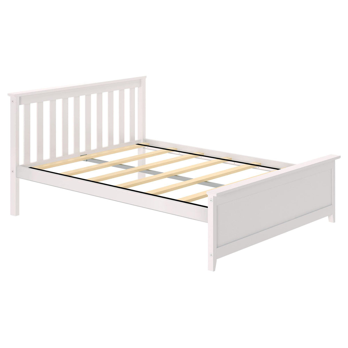 Max & Lily Full Size Solid Wood Bed Frame with Slatted Headboard – Easy Assembly, No Box Spring Needed, White Max & Lily