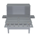 Ball & Cast Murphy Bed Full Szie,Cabinet Hideaway with USB Port and Removable Shelves,Wall Bed W/ 2 Movable Desks,can be Folded,Platform Bedframe for Kids Bedroom,Student Dorms,Gray Ball & Cast