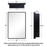 Habison Bathroom Medicine Cabinet with Mirror, 20x30 inch Metal Black Recessed Medicine Cabinet with 3 Adjustable Metal Shelves, Rounded Rectangle Storage Cabinet Habison