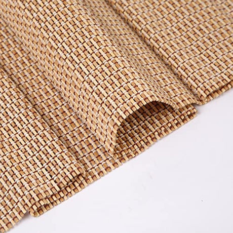 Cordless Bamboo Roman Shades, Natural Woven Blinds with 6 Inches High Valance, Custom Room Darkening Privacy Lined Sun Shade for Indoor Windows, Doors, Color 4 AOZORA