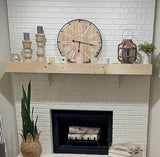 MODE HOME Large Farmhouse Wall Clock, 24 Inch Rustic Wooden Wall Clock Decorative with Metal Circle and Engraved Numerals, Silent Battery Operated for Kitchen Bedroom Living Room Fireplace Mantel MODE HOME