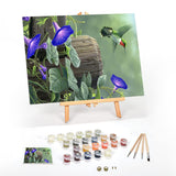 Ledgebay DIY Paint by Numbers Kit for Adults Framed Canvas Beginner to Advanced Paint by Numbers Kit, Kits Include Acrylic Paint Set, Brushes & Tabletop Easel (Hummingbird 12" x 16" Framed) Ledgebay