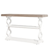 Tribesigns Farmhouse Console Table, 55 inch Rustic Entryway Sofa Table with Storage Shelves, 3 Tier Wood Long Accent Entry Table for Hallway, Entrance, Living Room, Foyer, Grey and White Tribesigns