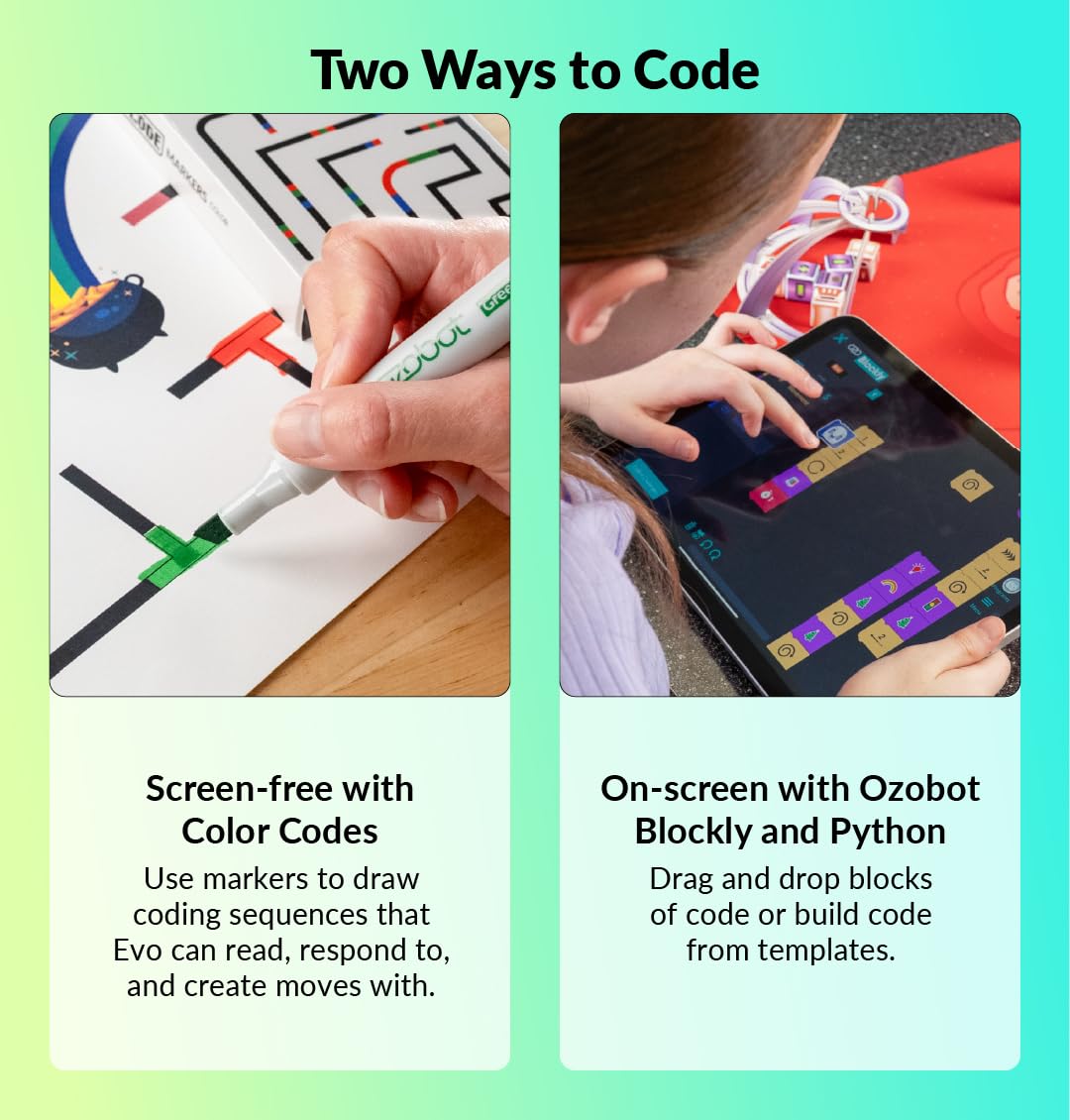 Ozobot Evo Entry Kit: Interactive Coding Robot, Kids Ages 5+, Includes Color Code Markers, Charging Cable, Zip Case, Access to 700+ STEM Lessons - Educators & Parents, No Coding Experience Required Ozobot