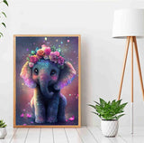 Elephant Diamond Art Kits for Adults,Flower Diamond Art Diamond Painting Kit,5D Diamond Painting DIY Full Drill Diamond Dots Painting with Tools,Gem Craft for Home Wall Decor 11.8x15.7in Kaixine