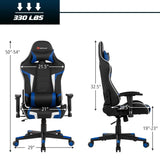 Goplus Gaming Chair, Massage Office Chair Computer Gaming Racing Chair, High Back PU Leather Adjustable Arms Headrest Ergonomic Reclining Game Chair, Rolling Swivel Executive Chair Goplus
