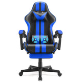 Ferghana Gaming Chairs with Footrest,Computer Game Chair,Massage Gaming Chairs,Christmas,Xmas Gift,PC Gaming Chairs for Adults Teens for Gaming Live Streaming Room(Navy Blue,Racing Version) Ferghana