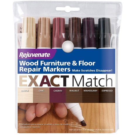 Rejuvenate New Improved Colors Wood Furniture & Floor Repair Markers Make Scratches Disappear in Any Color Wood Combination of 6 Colors Maple Oak Rejuvenate