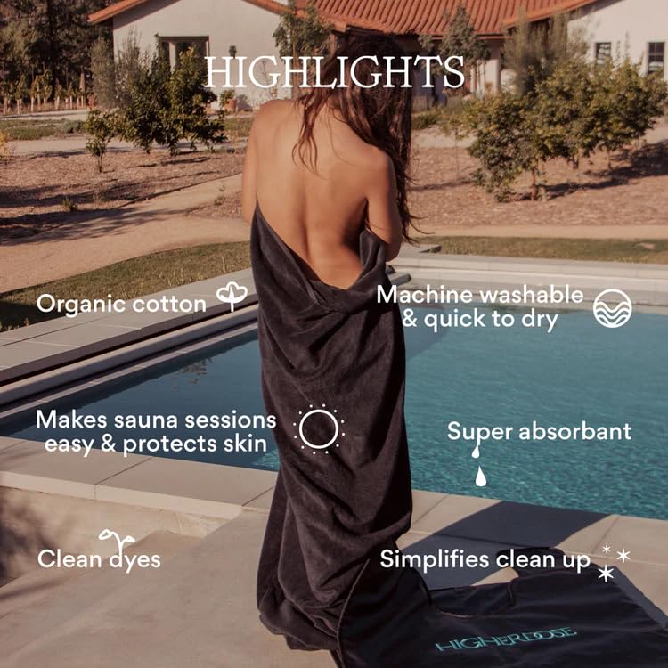 HigherDOSE Infrared Sauna Blanket Towel Insert - Reusable & Machine-Washable Insert for Blanket - 100% GOT Certified Organic Cotton Sauna Towels - Absorbs Sweat & Simplifies Clean-Up (30" x 69") HigherDOSE