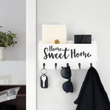 FIPUTE Mail and Key Holder for Wall, Decorative Entryway Organizer Shelf with Hooks for Dog Leash, Sunglasses, Purses, Coats – 100% Solid Wood Key Hanger 11.8” x 5.9” x 3.2” FIPUTE