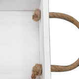 Bathroom Essentials Rustic Wood Storage Box, Bathroom Tray Decor and Organizer, Toilet Paper Holder Basket, White Wooden Crate with Rope Handles, Farmhouse Style CreativeWise