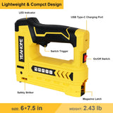 YEAHOME Electric Staple Gun, 5 in 1 Cordless Staple Gun for Upholstery with 1800 Staples & Nails, 3.7V Brad Nailer Kit with USB Charger for Wood, Carpentry, Crafts, DIY YEAHOME