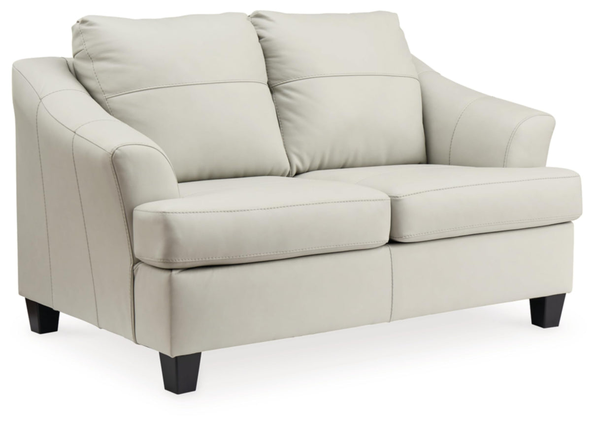 Signature Design by Ashley Genoa Modern Leather Match Loveseat, White Signature Design by Ashley