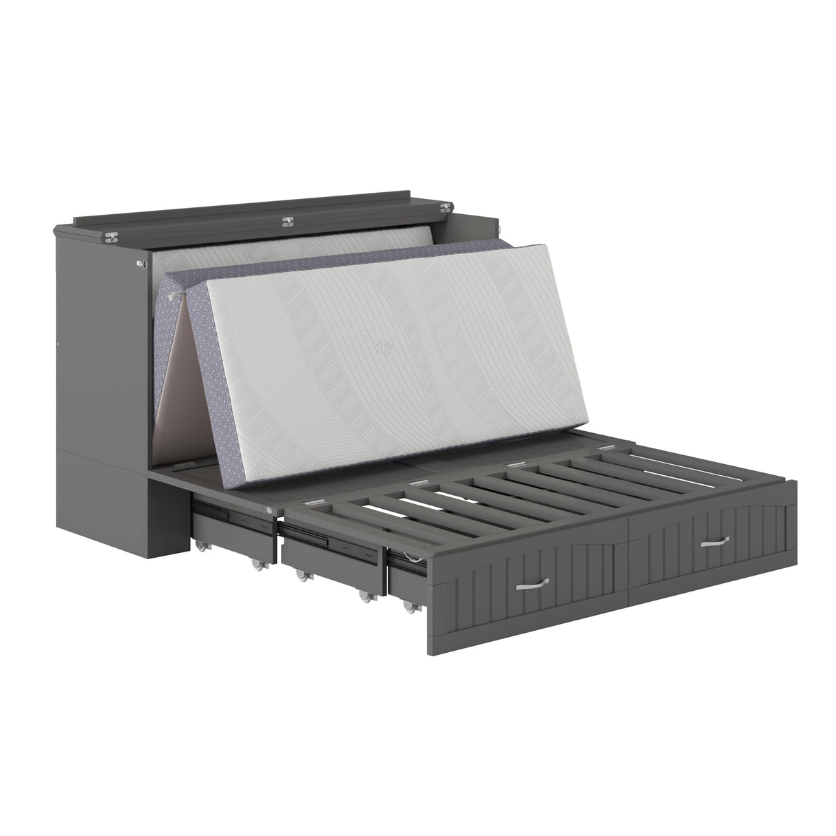 AFI, Southampton Murphy Bed Chest Queen with 6" Mattress, Storage Drawer & Built-in USB Charger, Grey AFI
