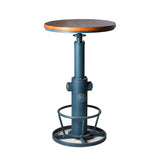 Topower Industrial Bar Table 38.58-48.43" Adjustable Pub Table Kitchen Dining Coffee Bistro Table Antique Blue Topower