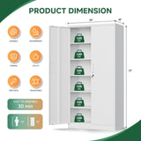 Letaya Metal Storage Cabinet with Lock Door Adjustable Shelf,72" Steel Lockers for Office, Home,School,Kitchen,Garage Tool Utility Cabinet (2 Door-White) Letaya