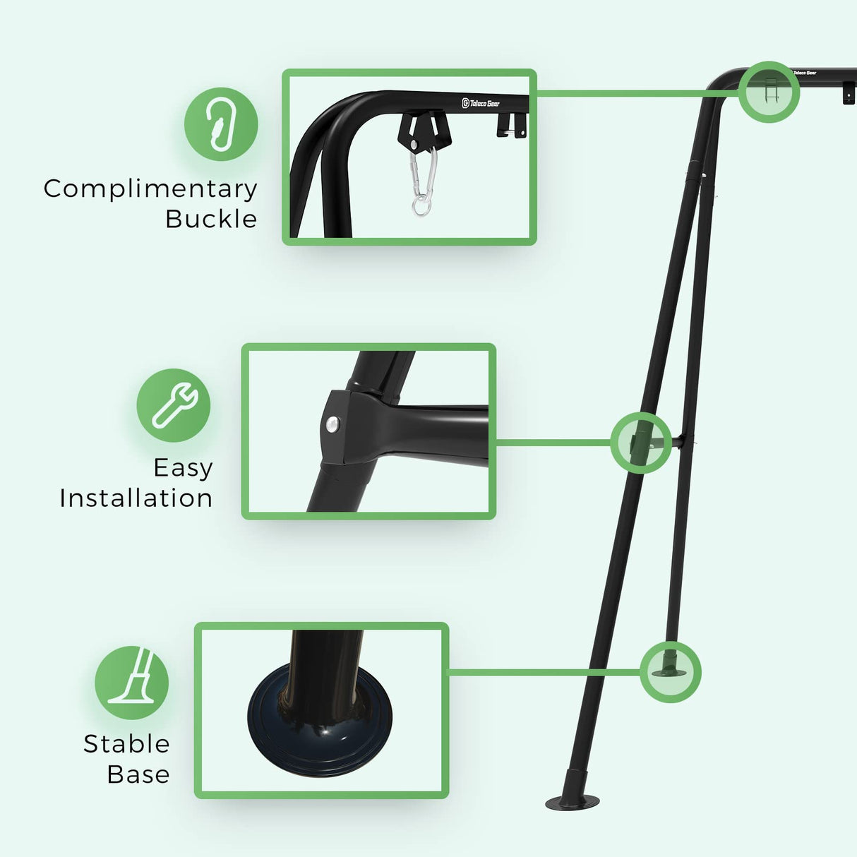 G TALECO GEAR Hammock Chair Stand,Heavy-Duty Steel Hammock Stand,300LBS Multi-Use Swing Stand for Outdoor Indoor，Hammock Chair not Include (black) G TALECO GEAR