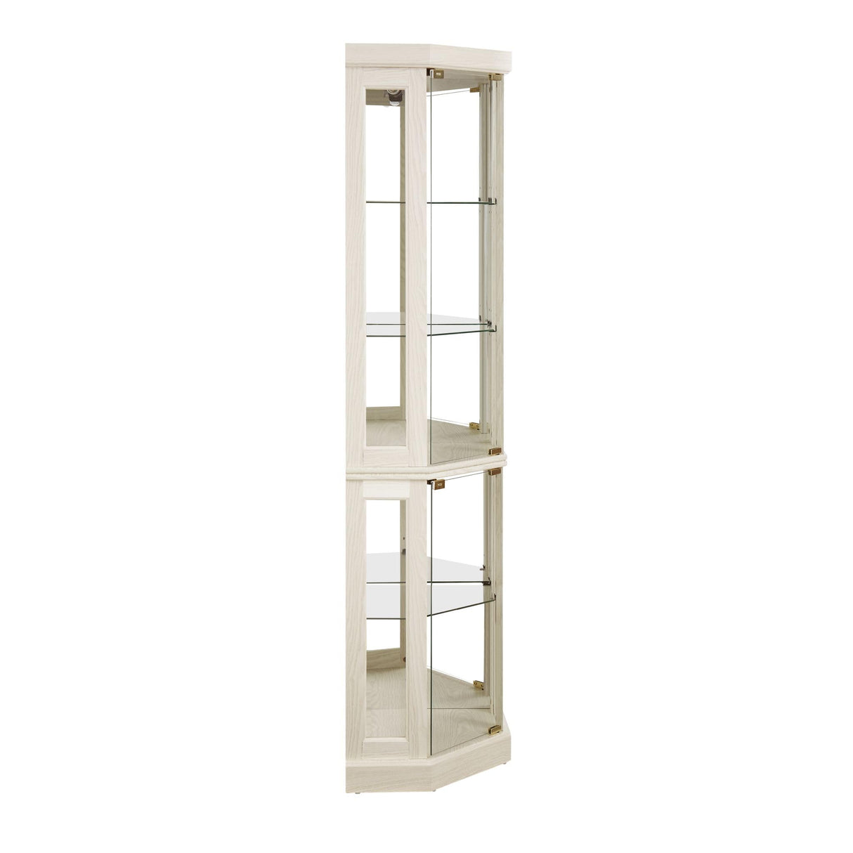CKEASEAN 70" Curio Corner Cabinet, Lighted Glass Display Cabinet, Curio Cabinet with Tempered Glass Door, China Corner Display Cabinet Inclued Bulb, Rack for Living Room (White, 15.3"L 15.3"W 70"H) CKEASEAN