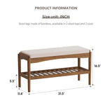 STDDRE Shoe Bench Entryway Bamboo 2-Tier Shoe Rack with Cushion Padded Seat Shoe Bench Organizer Stable for Entry, Hallway, Living Room, Bedroom, Closet (31.5 * 11.4 * 16.5IN, Brown-Beige) STDDRE