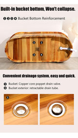 Wooden Hot Tub Bathroom Freestanding Soaking Non-Slip Bathtub Thickened Handrail Style Healthy Medicinal Bathtub For Both Adult And Child Family Members (Deluxe configuration with lid fumigation) OGOLOUG
