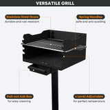 Stanbroil Outdoor Charcoal Barbecue Grill, Heavy Duty Steel Park Style Charcoal Grill with Stainless Steel Cooking Grate and Above/In Ground Base Post for Camping and Backyard Stanbroil