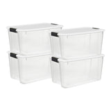 Sterilite 4 Pack Ultra Latching Box, Storage Bins with Lids, Clear Plastic, 70 Quart - Heavy-Duty Organizing Containers for Closet, Bathroom, and Office Sterilite