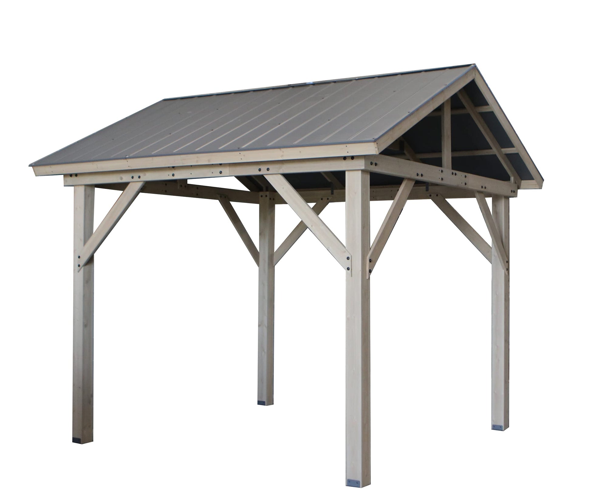 Shade N' Shelters 10.5' x 10.5' Canadian Cedar Wood Outdoor Hardtop Gazebo for Patio, Backyard, Garden, or Deck (10.5' x 10.5', Cedar Wood) - WoodArtSupply