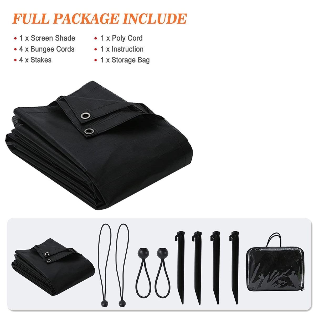 EXCELFU RV Awning Sun Shade Screen with Zipper 15' x 9' - RV Awning Shade Screen Black Mesh UV Blocker Complete Kits for RV Camper Trailer Motorhome EXCELFU